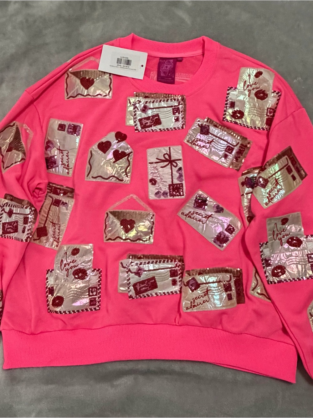 QUEEN OF SPARKLES Hot Pink love letters Sweatshirt